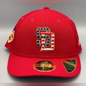 San Diego Padres MLB New Era July 4th America USA Fitted Red Cap Hat Size 7 3/4